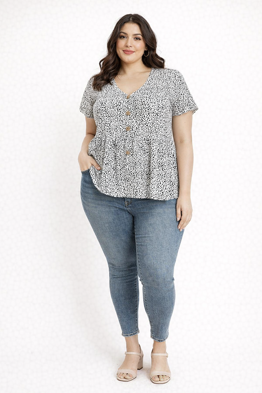 Blusa Estampada Botones Curvy