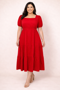 Vestido Midi Rojo Plus Size