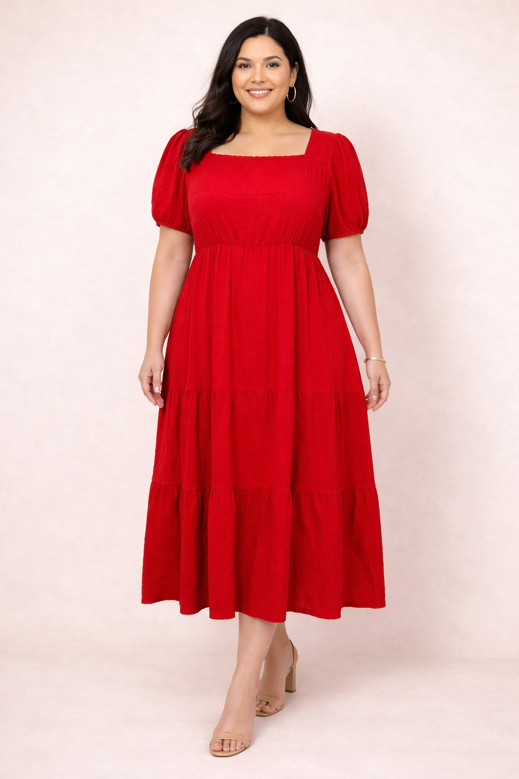 Vestido Midi Rojo Plus Size