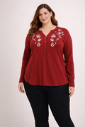 Blusa Roja Bordada