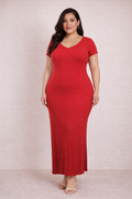 Vestido Rojo Maxi Impacto Plus