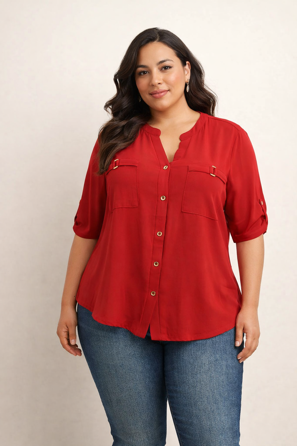 Blusa Roja Elegancia Casual Plus