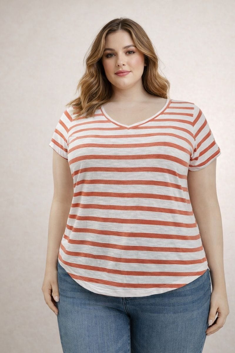 Blusa escote V a rayas