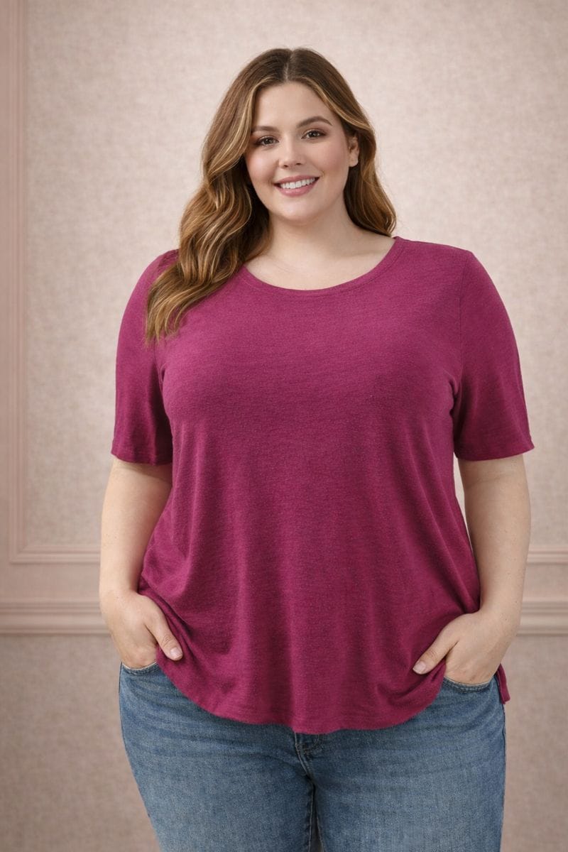 Blusa Básica Morada Manga Corta