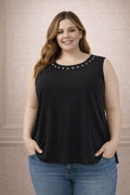 Blusa Negra sin Mangas con Tachas