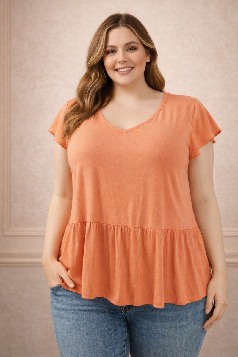 Blusa Terracota con Corte Peplum