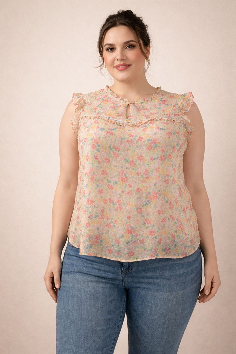 Blusa Floral con Volantes