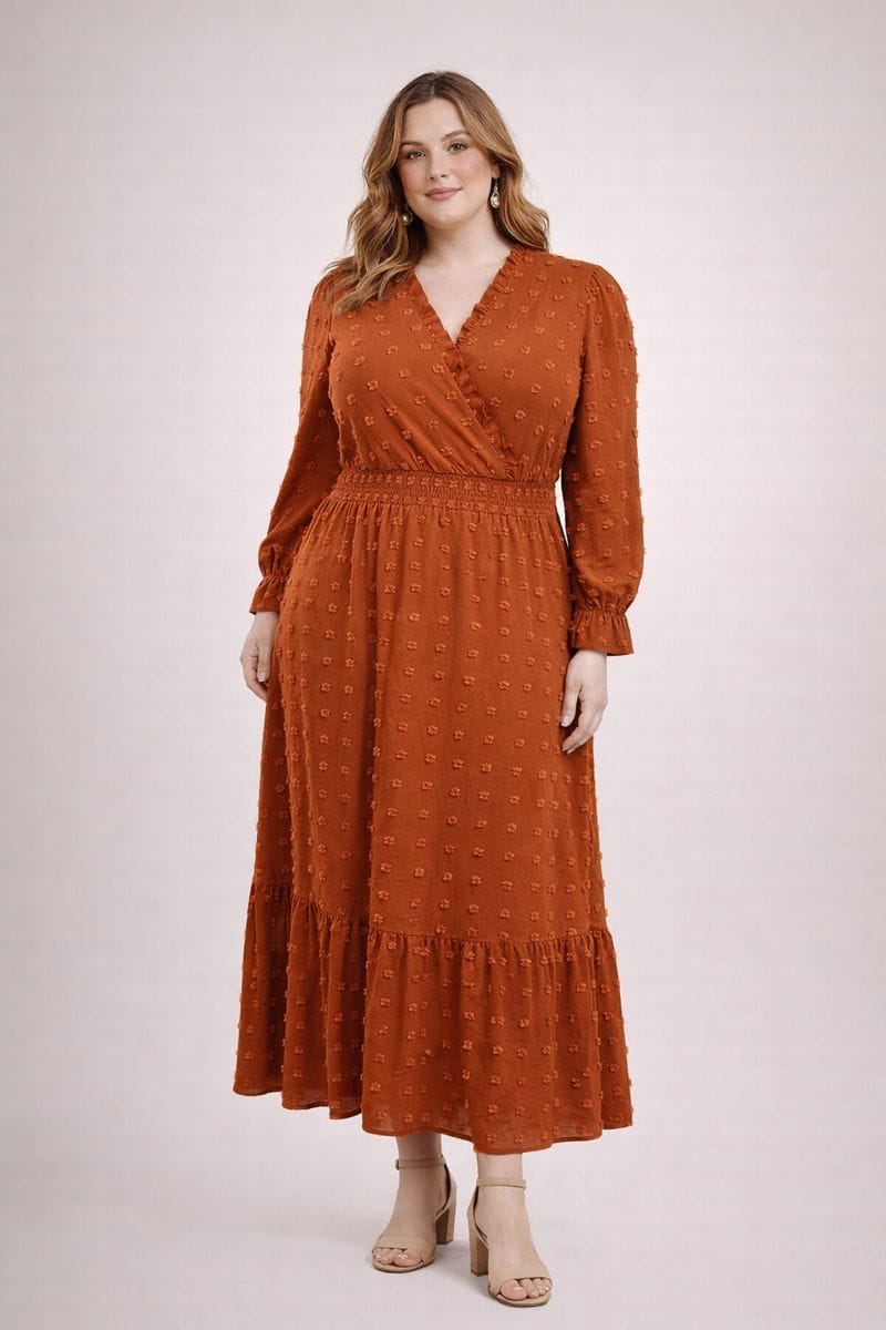 Vestido Largo Terracota Cruzado
