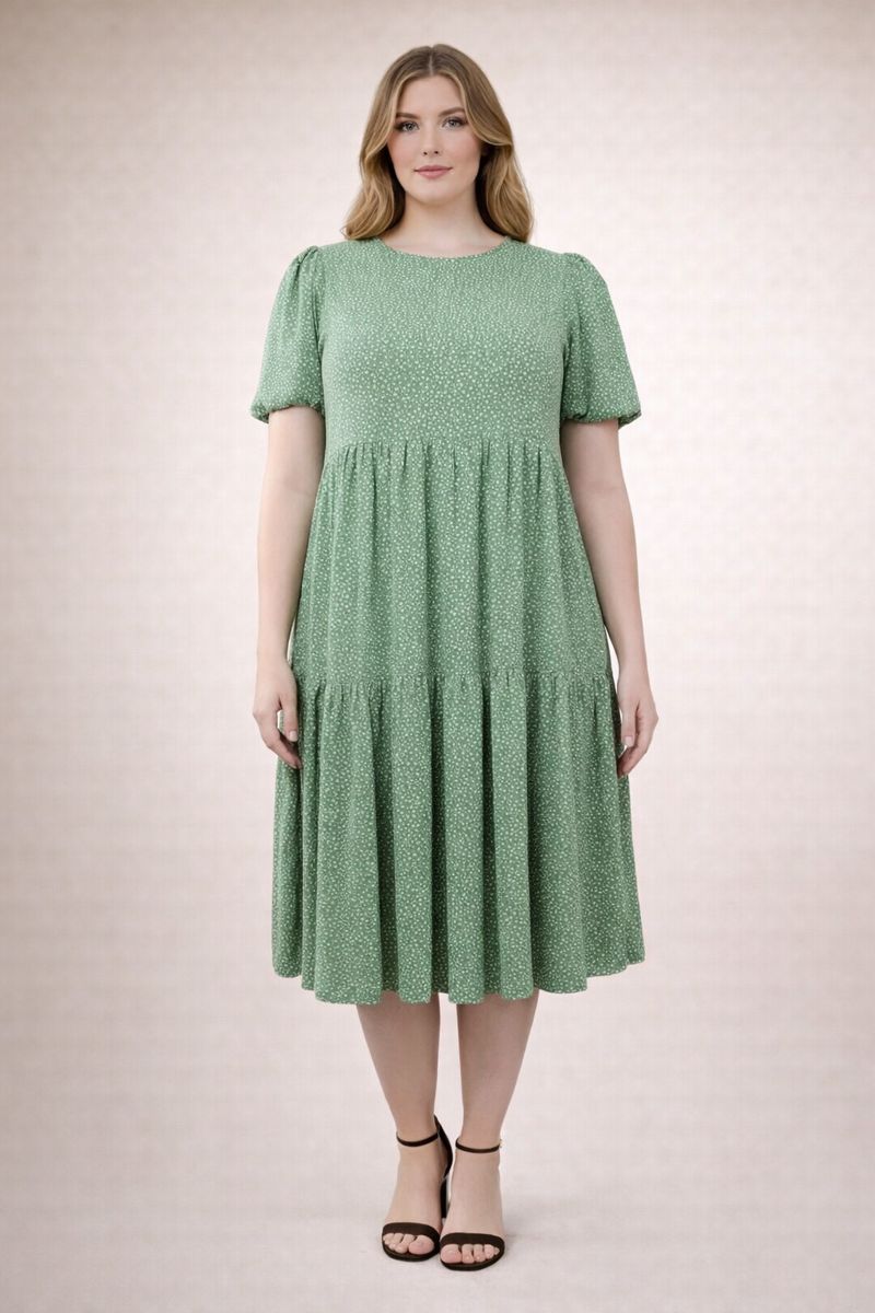Vestido Verde con Falda en Capas