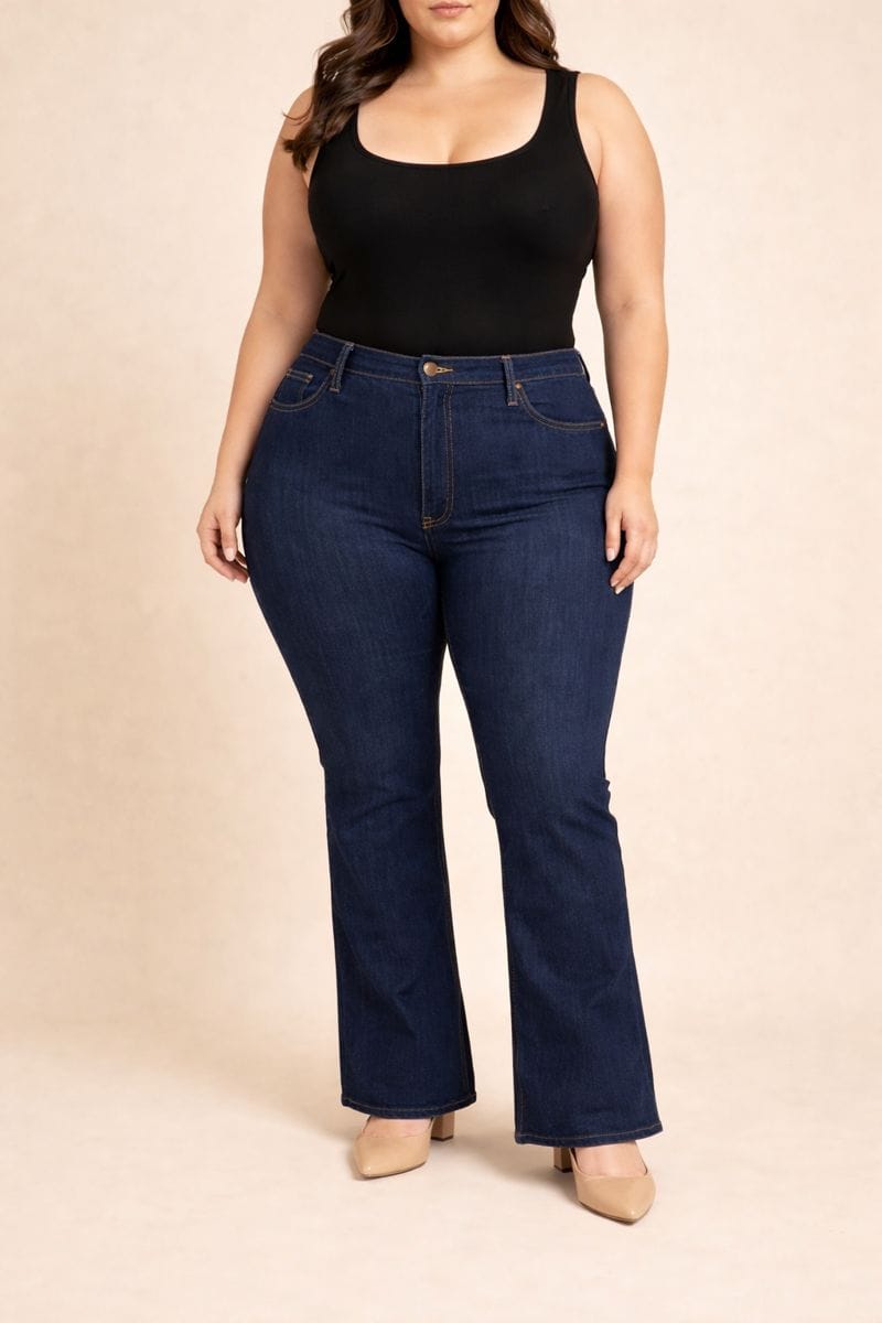 Pantalón Jeans Azul Oscuro Corte Recto