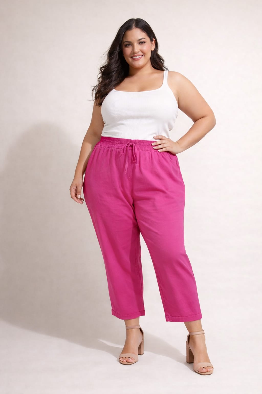 Pantalón Fucsia con Cintura Elástica