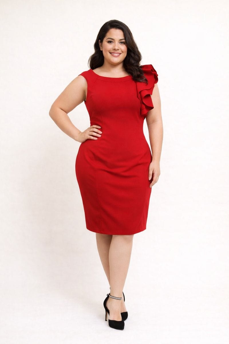 Vestido Rojo Elegante con Volante