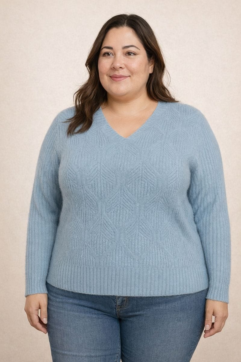 Suéter Celeste Tejido con Cuello en V