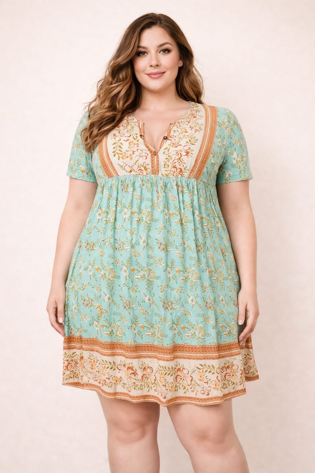 Vestido Corto Floral Verde Menta