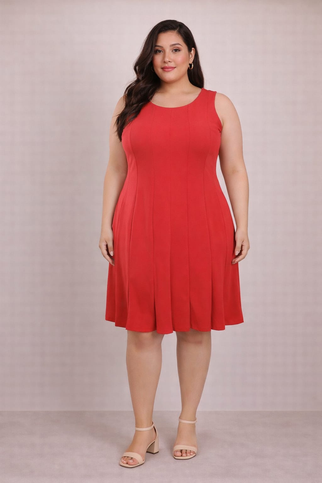 Vestido Rojo Plus Size de Corte A-Line