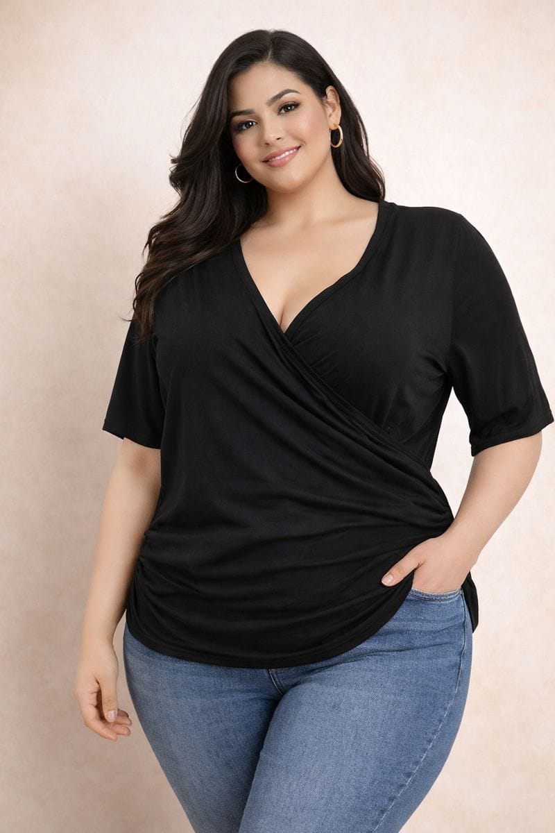 🖤 Blusa Negra Cruzada Escote en V