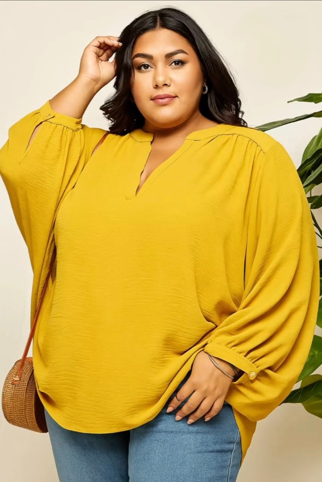 Blusa Mostaza Manga Amplia